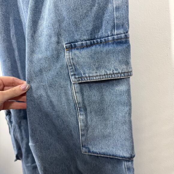 Blue Blush Jeans Women S Blue Cargo Wide Leg Stretch Waist Pocket Baggy Denim 90 - Picture 8 of 10